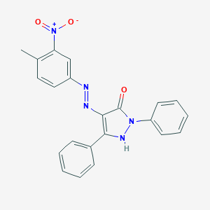 molecular formula C22H17N5O3 B403277 4-[(4-Methyl-3-nitro-phenyl)-hydrazono]-2,5-diphenyl-2,4-dihydro-pyrazol-3-one 