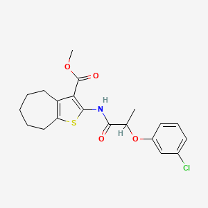 molecular formula C20H22ClNO4S B4032790 methyl 2-{[2-(3-chlorophenoxy)propanoyl]amino}-5,6,7,8-tetrahydro-4H-cyclohepta[b]thiophene-3-carboxylate 