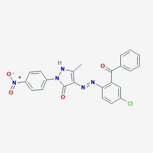 molecular formula C23H16ClN5O4 B403282 (4E)-4-{2-[4-chloro-2-(phenylcarbonyl)phenyl]hydrazinylidene}-5-methyl-2-(4-nitrophenyl)-2,4-dihydro-3H-pyrazol-3-one 