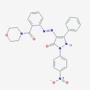 molecular formula C26H22N6O5 B403283 (4E)-4-{2-[2-(morpholin-4-ylcarbonyl)phenyl]hydrazinylidene}-2-(4-nitrophenyl)-5-phenyl-2,4-dihydro-3H-pyrazol-3-one 