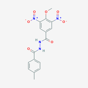 molecular formula C16H14N4O7 B403292 3,5-dinitro-4-methoxy-N'-(4-methylbenzoyl)benzohydrazide 