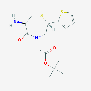 molecular formula C15H22N2O3S2 B040330 叔丁基(2S,6R)-6-氨基-5-氧代-2-(2-噻吩基)全氢-1,4-噻氮杂环-4-乙酸酯 CAS No. 112968-38-4