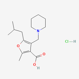 2-methyl-5-(2-methylpropyl)-4-(piperidin-1-ylmethyl)furan-3-carboxylic acid;hydrochloride