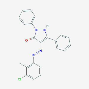 molecular formula C22H17ClN4O B403305 4-[(3-Chloro-2-methyl-phenyl)-hydrazono]-2,5-diphenyl-2,4-dihydro-pyrazol-3-one 