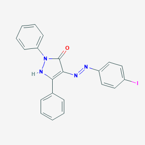 molecular formula C21H15IN4O B403310 4-[(4-Iodo-phenyl)-hydrazono]-2,5-diphenyl-2,4-dihydro-pyrazol-3-one 