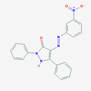 molecular formula C21H15N5O3 B403311 4-[(3-Nitro-phenyl)-hydrazono]-2,5-diphenyl-2,4-dihydro-pyrazol-3-one 