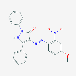 molecular formula C22H17N5O4 B403312 4-[(4-Methoxy-2-nitro-phenyl)-hydrazono]-2,5-diphenyl-2,4-dihydro-pyrazol-3-one 