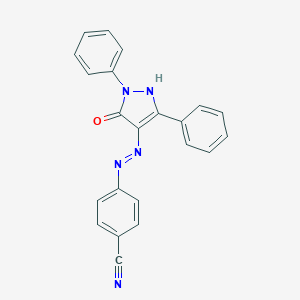 molecular formula C22H15N5O B403313 4-[(2E)-2-(5-oxo-1,3-diphenyl-1,5-dihydro-4H-pyrazol-4-ylidene)hydrazinyl]benzonitrile 