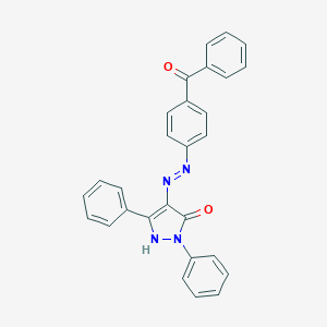 molecular formula C28H20N4O2 B403316 (4E)-2,5-diphenyl-4-{2-[4-(phenylcarbonyl)phenyl]hydrazinylidene}-2,4-dihydro-3H-pyrazol-3-one 