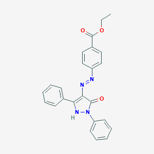 molecular formula C24H20N4O3 B403317 ethyl 4-[2-(5-oxo-1,3-diphenyl-1,5-dihydro-4H-pyrazol-4-ylidene)hydrazino]benzoate 