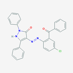 molecular formula C28H19ClN4O2 B403318 (4E)-4-{2-[4-chloro-2-(phenylcarbonyl)phenyl]hydrazinylidene}-2,5-diphenyl-2,4-dihydro-3H-pyrazol-3-one 
