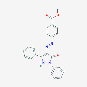 molecular formula C23H18N4O3 B403321 methyl 4-[(2E)-2-(5-oxo-1,3-diphenyl-1,5-dihydro-4H-pyrazol-4-ylidene)hydrazinyl]benzoate 