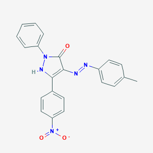 (4E)-4-[2-(4-methylphenyl)hydrazinylidene]-5-(4-nitrophenyl)-2-phenyl-2,4-dihydro-3H-pyrazol-3-one