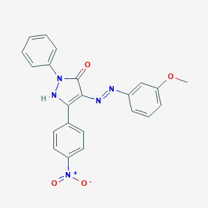 molecular formula C22H17N5O4 B403328 (4E)-4-[2-(3-methoxyphenyl)hydrazinylidene]-5-(4-nitrophenyl)-2-phenyl-2,4-dihydro-3H-pyrazol-3-one 