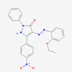 (4E)-4-[2-(2-ethoxyphenyl)hydrazinylidene]-5-(4-nitrophenyl)-2-phenyl-2,4-dihydro-3H-pyrazol-3-one