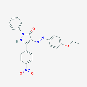 molecular formula C23H19N5O4 B403331 (4E)-4-[2-(4-ethoxyphenyl)hydrazinylidene]-5-(4-nitrophenyl)-2-phenyl-2,4-dihydro-3H-pyrazol-3-one 