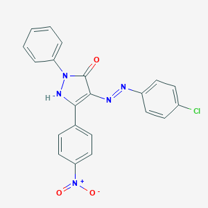 (4E)-4-[2-(4-chlorophenyl)hydrazinylidene]-5-(4-nitrophenyl)-2-phenyl-2,4-dihydro-3H-pyrazol-3-one
