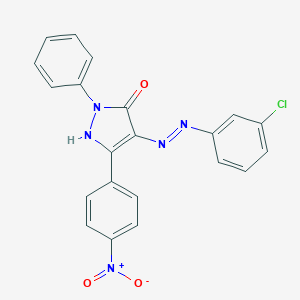 molecular formula C21H14ClN5O3 B403333 (4E)-4-[2-(3-chlorophenyl)hydrazinylidene]-5-(4-nitrophenyl)-2-phenyl-2,4-dihydro-3H-pyrazol-3-one 