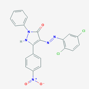 molecular formula C21H13Cl2N5O3 B403334 (4Z)-4-[2-(2,5-dichlorophenyl)hydrazinylidene]-5-(4-nitrophenyl)-2-phenyl-2,4-dihydro-3H-pyrazol-3-one 