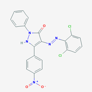 molecular formula C21H13Cl2N5O3 B403335 4-[(2,6-dichlorophenyl)hydrazono]-5-(4-nitrophenyl)-2-phenyl-2,4-dihydro-3H-pyrazol-3-one CAS No. 314763-76-3