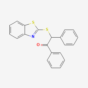 molecular formula C21H15NOS2 B4033352 2-(Benzothiazol-2-ylsulfanyl)-1,2-diphenyl-ethanone 