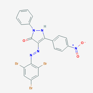 (4Z)-5-(4-nitrophenyl)-2-phenyl-4-[2-(2,4,6-tribromophenyl)hydrazinylidene]-2,4-dihydro-3H-pyrazol-3-one