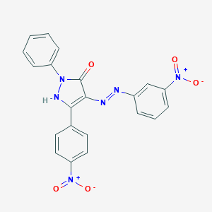 molecular formula C21H14N6O5 B403339 3-(4-Nitrophenyl)-4-(2-(3-nitrophenyl)hydrazono)-1-phenyl-1h-pyrazol-5(4h)-one CAS No. 4529-35-5