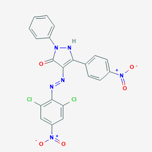 (4Z)-4-[2-(2,6-dichloro-4-nitrophenyl)hydrazinylidene]-5-(4-nitrophenyl)-2-phenyl-2,4-dihydro-3H-pyrazol-3-one