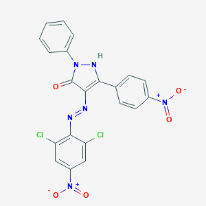 molecular formula C21H12Cl2N6O5 B403340 (4Z)-4-[2-(2,6-dichloro-4-nitrophenyl)hydrazinylidene]-5-(4-nitrophenyl)-2-phenyl-2,4-dihydro-3H-pyrazol-3-one 