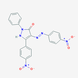 molecular formula C21H14N6O5 B403342 (4E)-5-(4-nitrophenyl)-4-[2-(4-nitrophenyl)hydrazinylidene]-2-phenyl-2,4-dihydro-3H-pyrazol-3-one 