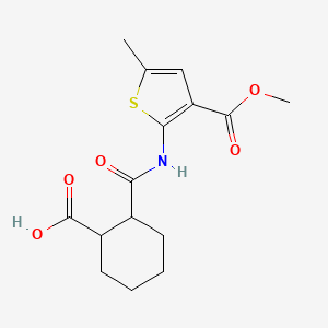 molecular formula C15H19NO5S B4033424 3-thiophenecarboxylic acid, 2-[[(2-carboxycyclohexyl)carbonyl]amino]-5-methyl-, 3-methyl ester 