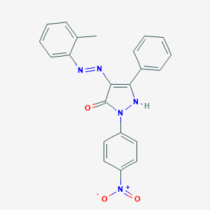 molecular formula C22H17N5O3 B403344 2-(4-Nitro-phenyl)-5-phenyl-4-(o-tolyl-hydrazono)-2,4-dihydro-pyrazol-3-one 