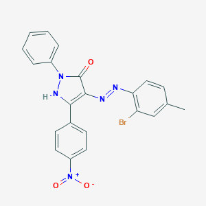 3-{4-nitrophenyl}-1-phenyl-1H-pyrazole-4,5-dione 4-[(2-bromo-4-methylphenyl)hydrazone]