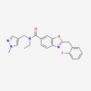 N-ethyl-2-[(2-fluorophenyl)methyl]-N-[(1-methylpyrazol-4-yl)methyl]-1,3-benzoxazole-6-carboxamide