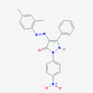 (4E)-4-[2-(2,4-dimethylphenyl)hydrazinylidene]-2-(4-nitrophenyl)-5-phenyl-2,4-dihydro-3H-pyrazol-3-one