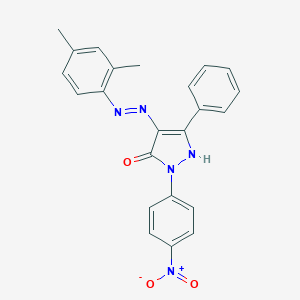 molecular formula C23H19N5O3 B403346 (4E)-4-[2-(2,4-dimethylphenyl)hydrazinylidene]-2-(4-nitrophenyl)-5-phenyl-2,4-dihydro-3H-pyrazol-3-one 