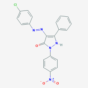 (4E)-4-[2-(4-chlorophenyl)hydrazinylidene]-2-(4-nitrophenyl)-5-phenyl-2,4-dihydro-3H-pyrazol-3-one