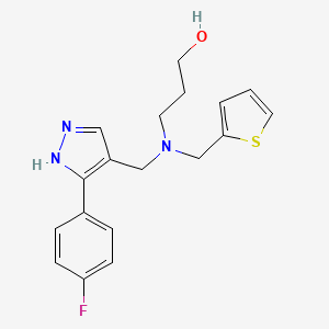 3-[[5-(4-fluorophenyl)-1H-pyrazol-4-yl]methyl-(thiophen-2-ylmethyl)amino]propan-1-ol