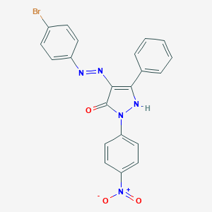 molecular formula C21H14BrN5O3 B403354 (4E)-4-[2-(4-bromophenyl)hydrazinylidene]-2-(4-nitrophenyl)-5-phenyl-2,4-dihydro-3H-pyrazol-3-one 