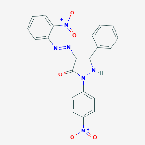 molecular formula C21H14N6O5 B403357 (4E)-2-(4-nitrophenyl)-4-[2-(2-nitrophenyl)hydrazinylidene]-5-phenyl-2,4-dihydro-3H-pyrazol-3-one 