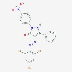molecular formula C21H12Br3N5O3 B403358 (4E)-2-(4-nitrophenyl)-5-phenyl-4-[2-(2,4,6-tribromophenyl)hydrazinylidene]-2,4-dihydro-3H-pyrazol-3-one 