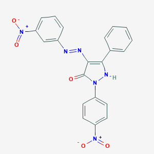 molecular formula C21H14N6O5 B403359 (4E)-2-(4-nitrophenyl)-4-[2-(3-nitrophenyl)hydrazinylidene]-5-phenyl-2,4-dihydro-3H-pyrazol-3-one 