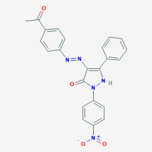 molecular formula C23H17N5O4 B403360 (4E)-4-[2-(4-acetylphenyl)hydrazinylidene]-2-(4-nitrophenyl)-5-phenyl-2,4-dihydro-3H-pyrazol-3-one 