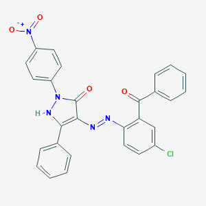 molecular formula C28H18ClN5O4 B403361 4-[(2-Benzoyl-4-chloro-phenyl)-hydrazono]-2-(4-nitro-phenyl)-5-phenyl-2,4-dihydr 