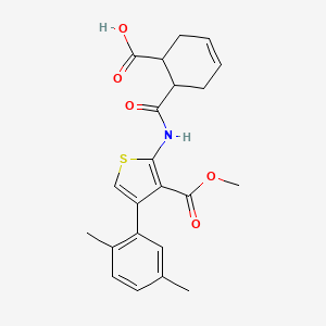 molecular formula C22H23NO5S B4033612 6-({[4-(2,5-dimethylphenyl)-3-(methoxycarbonyl)-2-thienyl]amino}carbonyl)-3-cyclohexene-1-carboxylic acid 