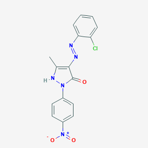 molecular formula C16H12ClN5O3 B403363 1-{4-nitrophenyl}-3-methyl-1H-pyrazole-4,5-dione 4-[(2-chlorophenyl)hydrazone] 