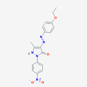 molecular formula C18H17N5O4 B403364 (4E)-4-[2-(4-ethoxyphenyl)hydrazinylidene]-5-methyl-2-(4-nitrophenyl)-2,4-dihydro-3H-pyrazol-3-one 