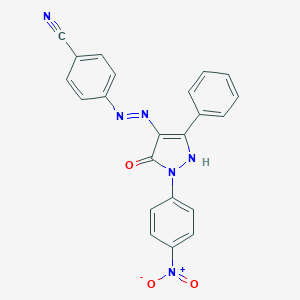 molecular formula C22H14N6O3 B403365 4-{(2E)-2-[1-(4-nitrophenyl)-5-oxo-3-phenyl-1,5-dihydro-4H-pyrazol-4-ylidene]hydrazinyl}benzonitrile 