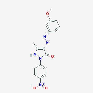 molecular formula C17H15N5O4 B403366 (4E)-4-[2-(3-methoxyphenyl)hydrazinylidene]-5-methyl-2-(4-nitrophenyl)-2,4-dihydro-3H-pyrazol-3-one 