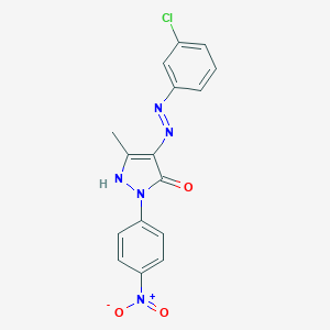 molecular formula C16H12ClN5O3 B403367 (4E)-4-[2-(3-chlorophenyl)hydrazinylidene]-5-methyl-2-(4-nitrophenyl)-2,4-dihydro-3H-pyrazol-3-one 